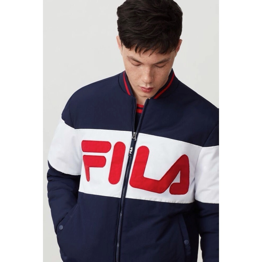 Fila Duccio Bomber Zip Up Black Jacket With Logo Small - Picture 11 of 11
